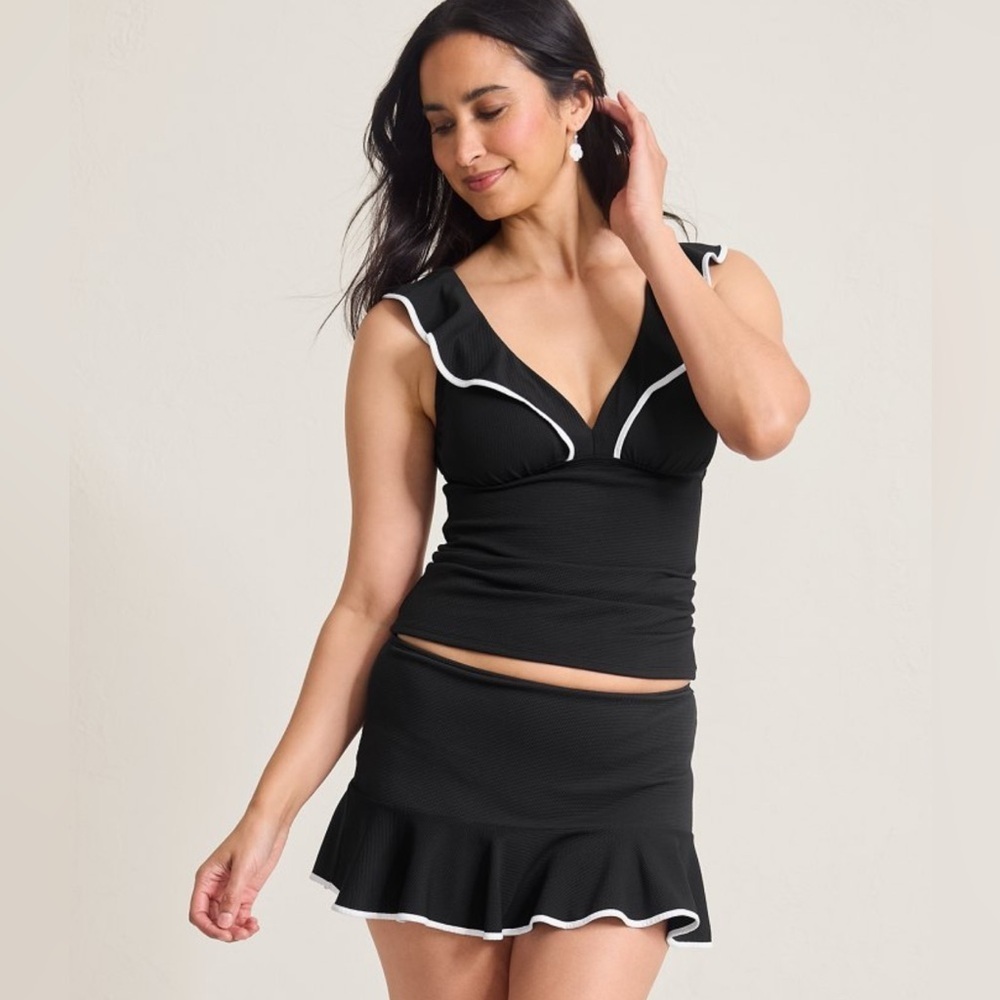 Tommy Bahama Island Cays Cabana Ruffle Tankini Top S